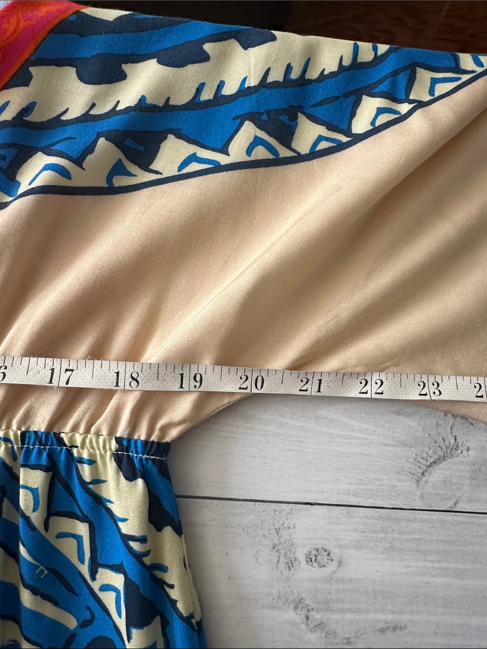 Flying Tomato Sz Large Bold Printed V-Neck Maxi Dress in Blue, Orange, Cream - Picture 9 of 10